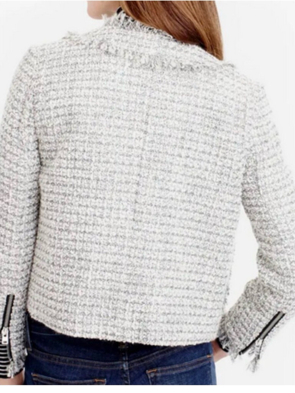 J. Crew Olympia Lady Jacket Metallic Tweed Fringe Trim Size 0 - Picture 4 of 13